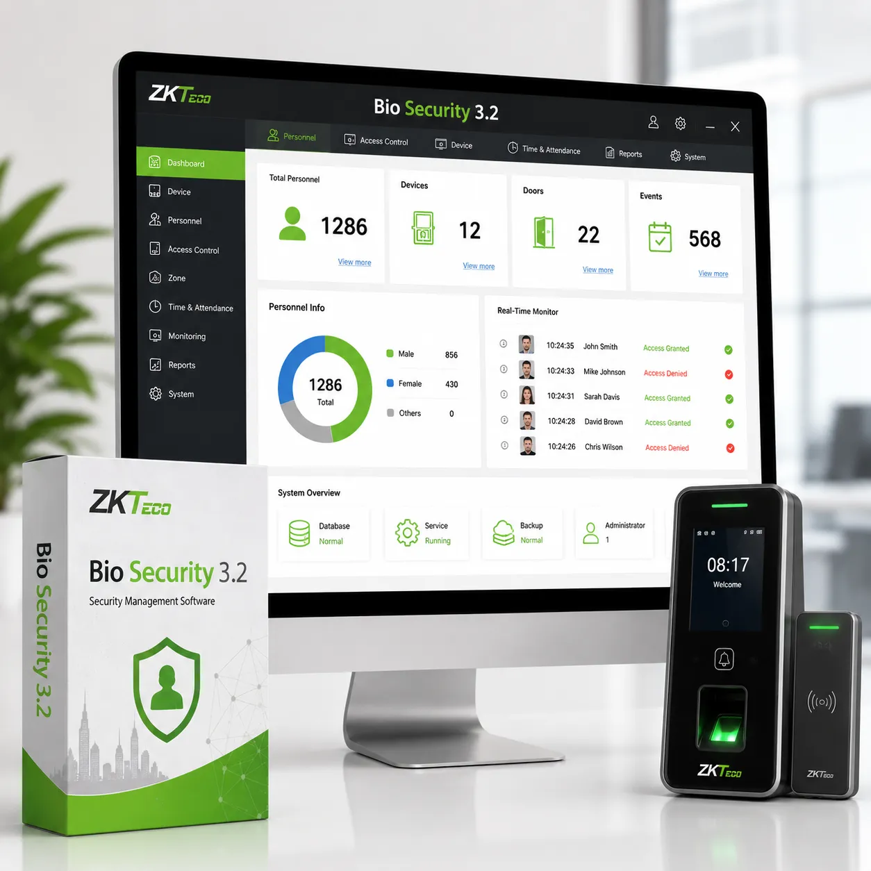 Bio Security 3.2 — ZKTeco Access Control Software Dubai